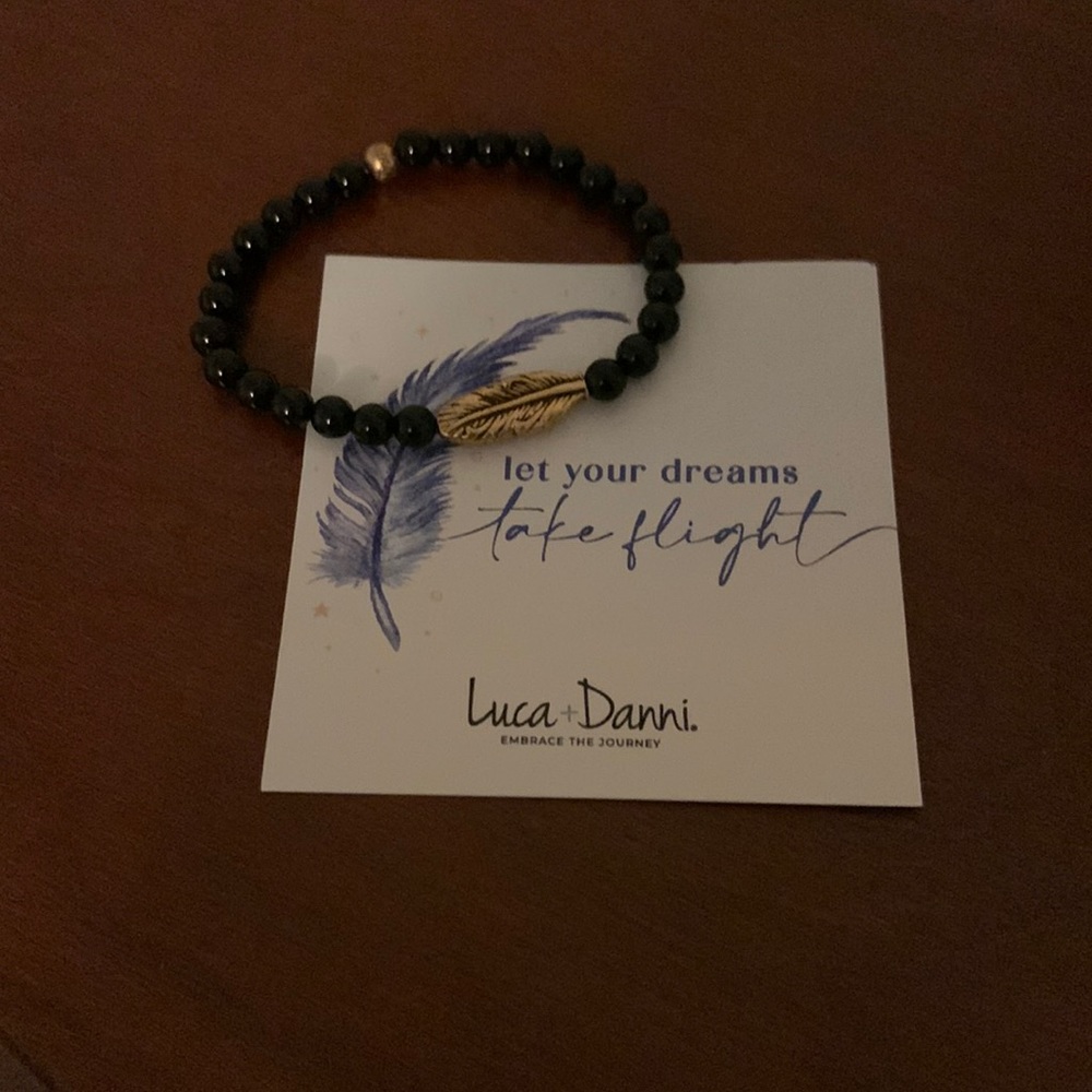 Luca and Dani black bead and feather stretch bracelet. Never worn